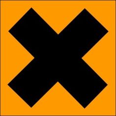 a yellow and black sign with an x on it