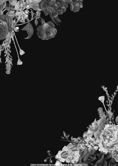 black and white photograph of flowers against a dark background