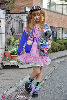 Japanese Street Fashion Harajuku, Tokyo Party, Colorful Street Style, Colourful Fashion