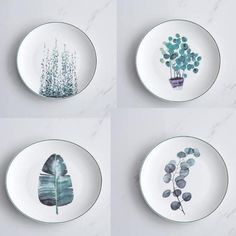 Tropical Minimalist Ceramic Plates at Sage and Sill Temperature Painting, Tropical Minimalist, Ceramic Dishware, Nordic Chic, Ceramic Dessert, Leaf Plate, Dinner Salad, Plate Collection, Cerámica Ideas