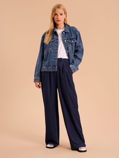 Theo is your classic denim jacket in a dreamy mid-wash with patch pockets and a button front. Wear all year long for a casual cool aesthetic or pair with the Orielle jeans for a double denim look. Double Denim Looks, Cool Aesthetic, Classic Denim Jacket, Double Denim, Swimwear Shorts, A Button, Shirt Skirt, British Indian, Denim Top