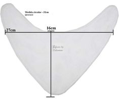 an image of a white triangle shaped object with measurements for the top and bottom half