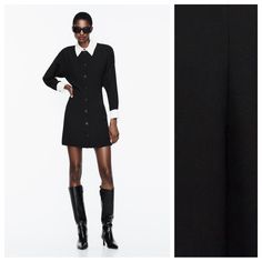 Nwt. Zara Black Mini Shirt Mini Drees With Collar, Long Sleeves. Fitted Waist. Button-Up Front. Size S, M. Ref. 3897/165. Size S - Pit To Pit 20" Flat, Shoulders 18", Sleeves 20", Waist 14,5", Length 34". Size M - Pit To Pit 21" Flat, Shoulders 19", Sleeves 20", Waist 15", Length 34". J Casual Black Collared Mini Dress, Black Collared Shirt Dress For Formal Occasions, Classic Black Stretch Mini Dress, Black Long Sleeve Shirt Dress For Fall, Black Fitted Shirt Dress For Formal Occasions, Black Long Sleeve Shirt Dress For Night Out, Fitted Black Shirt Dress For Formal Occasions, Formal Fitted Black Shirt Dress, Formal Black Fitted Shirt Dress