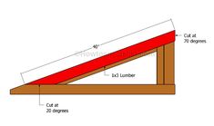 a wooden table with measurements for the top and bottom section, including an angled edge