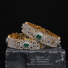 Diamond Bangles - Diamond Bangles - 925 Silver Jewelry - 22ct Gold Plated - CZ Bangles - South indian diamond Bangles design Diamond Bangles Design, Bangles Diamond, Cz Bangles, Silver Market, Diamond Necklace Indian, Diamond Bangles, Silver Jewellery Indian, Polki Necklace, Bangles Design