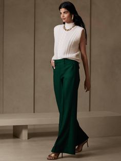 Lido Wide-Leg Wool Pant | Banana Republic Elegant Wool Wide Leg Pants, Chic Wool Wide Leg Pants For Formal Occasions, Chic Wool Dress Pants For Formal Occasions, Chic Ankle-length Wool Dress Pants, Chic Wool Wide-leg Dress Pants, Chic Wide-leg Wool Dress Pants, Elegant Wide Leg Wool Pants, Elegant Wool Wide Leg Pants With Pressed Crease, Chic Wool Dress Trousers