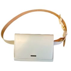 Size: Large Color: Ivory Nwt Retail: $72.50 Rectangular Beige Belt Bag For On-the-go, Beige Leather Belt Bag For On-the-go, White Belt Bag With Cell Phone Pocket For On-the-go, White Belt Bag With Cell Phone Pocket, Beige Pouch Belt Bag, Elegant White Shoulder Bag With Cell Phone Pocket, Chic Rectangular Belt Bag For Daily Use, Trendy Calvin Klein Rectangular Bag, Chic Rectangular Belt Bag