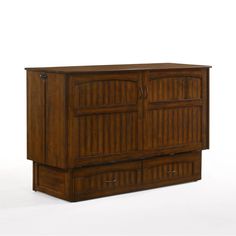 a large wooden cabinet with two drawers