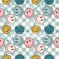 a pattern with different colored circles and stars