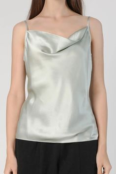 Cowl Neck Silk Camisole This graceful silk cowl neck camisole is made with premium mulberry silk. Adjustable shoulder strap allows you to tailor the neckline to your fitting. Style #: WWSH906 Silk Camisole, Morning Light, Mulberry Silk, Light Beige, Cowl Neck, Shoulder Strap, Silk