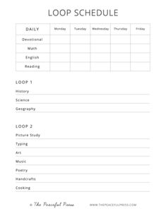 the printable log schedule is shown for each student to use on their school day