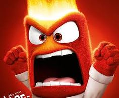 an angry red cartoon character with his mouth wide open and hands in the air,