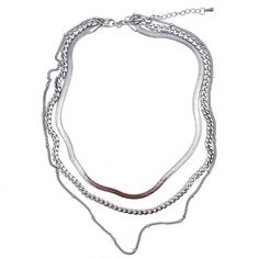 Classy and bold, this Adornia stainless steel layered chain necklace makes for a unique style. Nickel free Metal: stainless steel Chain length: 18 in. + 2-in. extender Packaging: pouch Plating: rhodium Finish: polished Chain type: cable, curb, snake Size: 17". Color: Silver Tone. Gender: female. Age Group: adult. Metal Chain Necklace With Adjustable Chain For Layering, Metal Adjustable Chain Necklace For Layering, Adjustable Metal Chain Necklace For Layering, Silver Chain Necklace For Layering, Double Strand Metal Layered Necklace With Chunky Chain, Silver Double Chain Multi-strand Necklace, Silver Multi-strand Double Chain Necklace, Silver Chain Necklace With Adjustable Chain For Layering, Metal Multi-strand Necklace With Chunky Chain