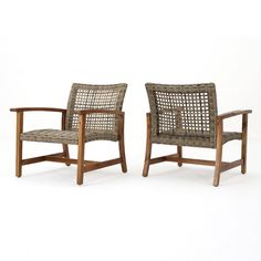 two chairs sitting next to each other on a white background