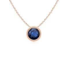 This classic solitaire sapphire pendant's beautiful design makes the center stone appear like it's floating on the chain. The radiant blue gem is secured in a bezel setting. Crafted in 18k rose gold, this round sapphire pendant is simple yet gorgeous. Round Sapphire, Sapphire Solitaire, Sapphire Pendant, Blue Gems, Solitaire Pendant, Bezel Setting, 18k Rose Gold, Blue Sapphire, Beautiful Design