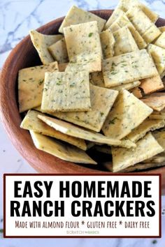 easy homemade ranch crackers made with almond flour and gluen free dairy free