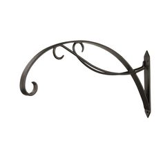 wrought iron shelf bracket with curved design on the top and bottom, for decorative purposes