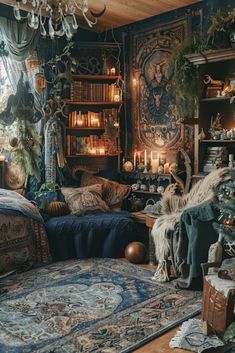 a living room filled with lots of furniture and decor