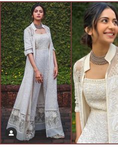 Indowestern Indian Outfits, Palazzo With Shrug Wedding, Western Shrug And Palazzo, Dresses To Wear To A Farewell Party, Lehanga Designs With Shrug, Lehenga For Farewell Party, Kurta With Shrug For Women, Farewell Outfits For Girls Indian, Lehnga Shrug Dress