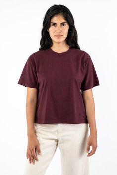 Bigger than a crop tee and smaller than a regular tee, the Wide Tee is just right in the middle. This breathable top is a sporty fit on men and relaxed fit on women. We recommend a size large or extra large for men no taller than 60. We are working on expanding this garment to accommodate men better. This item is a garment dye product. Garment dye items can be distinguished by “GD” at the end of their style number, and will not match piece dye items (items without “GD” at the end of their style La Outfits, Long Crop Top, High Quality T Shirts, Casual Tee, Navy Color, Perfect Shirt, Crop Tee, Fashion Tees, Cut And Style