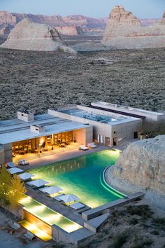 an aerial view of a house in the desert