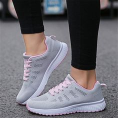 DescriptionProduct ID: S2031032Material: Artificial PUOutsole: RubberToe Type: Round ToeStyle: CasualOccasion: Daily. SportsSeason: All SeasonsHeel Type: FlatGender: WomenPackageincluded:1* ShoesSize Information: Tag Size US UK EU Length(cm) Length(in) 35 4.5 2 34 22.5 8.86 36 5 2.5 35 22.8 8.98 36 5.5 3 35.5 23.1 9.09 37 6 3.5 36 23.5 9.25 38 6.5 4 37 23.8 9.37 38 7 4.5 37.5 24.1 9.49 39 7.5 5 38 24.5 9.65 40 8 5.5 38.5 24.8 9.76 40 8.5 6 39 25.1 9.88 41 9 6.5 40 25.4 10 41 9.5 7 41 25.7 10.12 Casual Pink Walking Shoes With Round Toe, Gray Flat Sneakers For Spring, Comfortable Pink Synthetic Walking Shoes, Pink Low-top Walking Shoes With Laces, Pink Breathable Slip-on Walking Shoes, Comfortable Pink Walking Shoes With Cushioned Footbed, Trendy Pink Running Shoes, Pink Flat Sneakers For Spring, Comfortable Pink Flat Sneakers