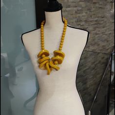 Gorgeous Mustard Color Necklace. Brand New. Designed By Maxmara . Chic Yellow Jewelry For Party, Yellow Long Necklace For Party, Handmade Yellow Necklace For Party, Unique Yellow Necklace For Party, Elegant Yellow Necklace For Party, Unique Long Yellow Necklace, Elegant Yellow Long Necklace, Handmade Long Yellow Necklace, Elegant Long Yellow Necklace