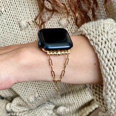 Luxury 14K Gold Filled Paperclip Chain Apple Watch Band For Women! Please Watch The Video How Easy Is To Put The Bracelet On Your Wrist By Yourself! P R O D U C T ∙ D E S C R I P T I O N ∙ 14K Gold Filled Paper Clip Chain Bracelet For Apple Watch ∙ ∙ Adjustable Size Bracelet Perfectly Tailored for Your Wrist ∙ ∙ Designed And Handmade by Simeon D Jewelry Studio ∙ ∙ This Bracelet Fits ALL Apple Watch Series ∙ ∙ Please Measure Your Wrist Before Submitting Your Order ∙ ∙ Not For Other Models. Apple Apple Watch Bracelets, Apple Watch Sizes, Feminine Jewelry, Jewelry Luxury, Band Jewelry, Jewelry Studio, Apple Watch Band, Apple Watch Series, Luxury Women