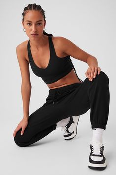 The search for the perfect lounge-to-street look is over. Our iconic sweats have classic details, like an elastic waistband and cuffs, plus a relaxed fit that reads laid-back but not slouchy (since this is a unisex style, we recommend sizing down to achieve this look). The French terry feels smooth on the outside and fleecy on the inside. And may we suggest a matching Accolade Hoodie or Crew Neck? Black Sweats With Comfort Waistband For Loungewear, Black Comfort Waistband Sweats For Loungewear, Alo Yoga Sporty Relaxed Fit Joggers, Casual Alo Yoga Sweats For Streetwear, Alo Yoga Casual Bottoms For Streetwear, Alo Yoga Sporty Sweats For Streetwear, Alo Yoga Relaxed Fit Athleisure Joggers, Relaxed Joggers With Ribbed Waistband For Streetwear, Sporty Alo Yoga Joggers For Loungewear