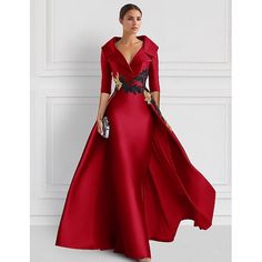 Silhouette:A-Line; Hemline / Train:Floor Length; Closure:Zipper UP; Built-In Bra:Yes; Embellishment:Appliques; Fabric:Satin; Sleeve Length:3/4 Length Sleeve; Tips:Colors may vary slightly due to different monitor settings,Professional dry cleaner only; Boning:No; Style:Elegant; Occasion:Formal; Neckline:Shirt Collar; Front page:Evening Gown; Listing Date:08/23/2024; Bust:null; Hips:null; Hollow to Floor:null; Waist:null Teal Gowns Elegant, Halloween Formal Dress, Ladies Formal Dresses, Jewel Tone Mother Of The Bride Dresses, Elegant Formal Dress, Elegant Red Outfit, Trend Dresses 2024, Opera Gown, Elegant Evening Dresses Formal Gowns