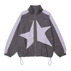 High Street Patch Star Bomber Jacket  Material: 100%Cotton  Size: M, L, XL Color: Gray, Black  Season: Spring, Fall,   Occasion: Leisure, Outdoor, Daily, Vacation,Fall Outfits Fall Streetwear Outerwear With Star Print, Fall Star Print Outerwear For Streetwear, Cotton Streetwear Outerwear With Star Print, Cotton Outerwear With Star Print For Streetwear, Cotton Star Print Streetwear Outerwear, Cotton Star Print Outerwear For Streetwear, Trendy Long Sleeve Outerwear With Star Print, Casual Oversized Outerwear With Star Print, Long Sleeve Star Print Outerwear For Fall