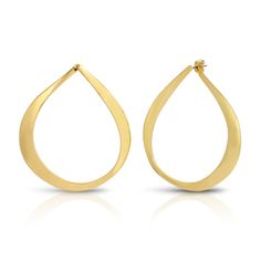 A wrap around gold hoop earring design that threads through the ear and twists from front to back.  - 14k yellow gold plating over brass  - Surgical steel posts with backing  - Measuring at approximately 2 1/2" in length. Gold Hoop Earring, Taking A Walk, Gold Overlay, Getting Out Of Bed, Brass Material, Everyday Jewelry, Gold Hoop, Gold Hoop Earrings, Designer Earrings