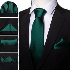 Emerald Green Color, Cufflink Set, Men's Tie, Green Tie, Tie And Pocket Square, Ties Mens, Pocket Square, Emerald Green, Green Color