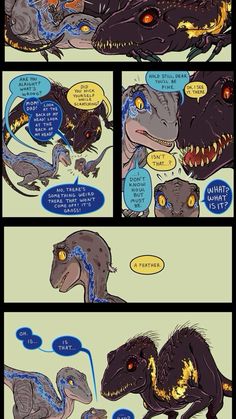 an image of a comic strip with dinosaurs in it