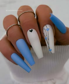 Blue Coffin Nails, Milky Nails, Fake Nails Designs, Dope Nail Designs, Acrylic Nails Coffin Pink, Square Acrylic Nails, Coffin Nails Designs, Fire Nails