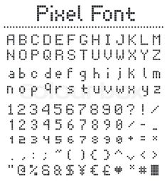 pixel font with numbers and letters