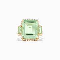 Effy 14K Yellow Gold Green Amethyst and Diamond Ring Luxury Dazzling Green Diamond Ring, Luxury Green Amethyst Multi-stone Ring, Shiny Rocks, Green Diamond Rings, Engagement Outfit, Amethyst And Diamond Ring, Sparkly Things, Classy Jewelry, Green Diamond