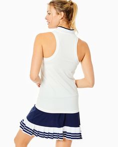 Sleeveless Courtside Polo- Final Sale Fitted Sleeveless Tennis Tops, Casual Sleeveless Tops For Tennis, Fitted Sporty Tops For Tennis, Sporty Fitted Tops For Tennis, Sporty Fitted Tennis Tops, Sleeveless Summer Tennis Tops, Sleeveless Tennis Tops For Summer, Sleeveless Tops For Summer Tennis, Casual Sleeveless Tank Top For Tennis