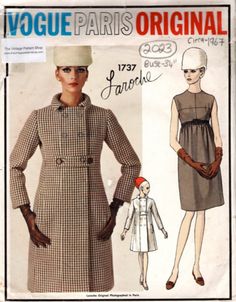 1967 Vintage VOGUE Sewing Pattern B34″ DRESS & COAT (2023) Laroche Vogue 1737 | eBay Vintage Vogue Sewing Patterns, Patron Vintage, Vogue Vintage, Vintage Dress Patterns, Vogue Sewing, Vogue Sewing Patterns, Guy Laroche, Motif Vintage, Retro Mode