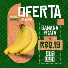 a bunch of ripe bananas sitting on top of a wooden sign that says offera