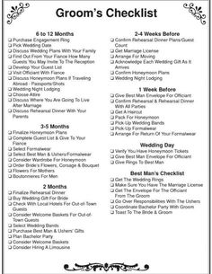 the groom's checklist is shown in black and white