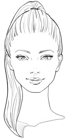 a drawing of a woman's face with long hair