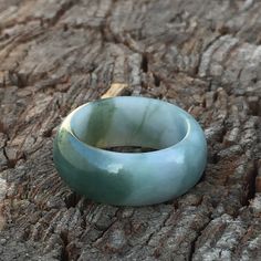 Natural green jade ring Size 7 Approximately 10mm wide band Handmade Green Jade Rings, Green Jade Round Band Jewelry, Dark Green Round Jade Jewelry, Green Jade Round Band Ring, Green Jade Ring, Om Charm, Celtic Trinity Knot, Wide Band Ring, Shades Of Gold