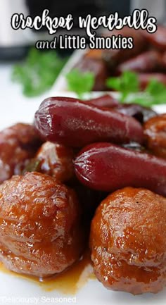 Crockpot Meatballs and Little Smokies are a delicious and easy crockpot recipe combining two favorites into one delicious appetizer. Little Smokies Recipes, Smokies Recipe, Crockpot Meatballs, Little Smokies, Lil Smokies, Crock Pot Meatballs, Easy Dinner Recipes Crockpot, Crockpot Recipe, Appetizers Easy Finger Food