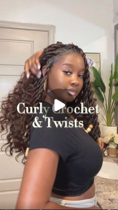 Anne Audrey on Instagram: "New Weekend New Hairdo 💗 Curly Crochet & Twist using @trendytresses1 Goddess Curls. Hair link in bio ✨ . . . . . . . . . . . . . . #crochethairstyles #curlycrochet #summerhairgoals #twists #crochettwist" Short Twisted Hairstyles, Ginger Curly Crochet Hair, Best Crochet Hairstyles, Beach Curl Crochet Braids Hairstyles, Crochet Braids Hairstyles Passion Twist, Goddess Twists With Curls, Crochet Hairstyles For Black Women Ideas, Styles With Cuban Twist Hair, Twists In Front Curls In Back