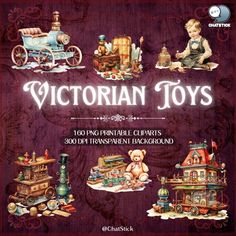 the victorian toys book is shown in purple