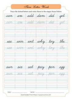 handwriting worksheet with cursive writing