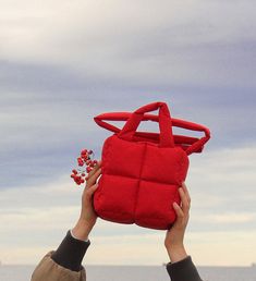 MINI PILLOW PUFFER Essential Bag in Red Tote Bag - Etsy Puffer Bag, Foto Inspo, Red Puffer, Red Tote Bag, Red Tote, Kids On The Block, Baby Pillows, Bottle Bag, Essential Bag