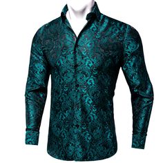 Elegant Spring Party Dress Shirt, Elegant Button-up Dress Shirt For Party, Fitted Dress Shirt For Spring Party, Green Semi-formal Button-up Shirt, Semi-formal Green Button-up Shirt, Green Button-up Formal Shirt, Green Business Shirt With Button Closure, Fitted Green Button-up Dress Shirt, Formal Green Shirt For Fall