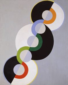 an abstract painting with circles in the middle